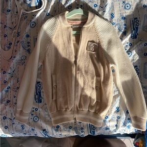 Brunello Cucinelli Cream Knit Zip-Up